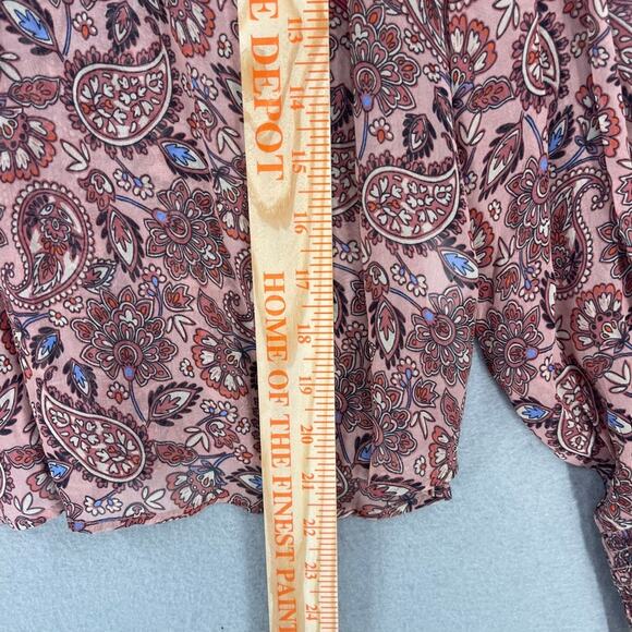 Boden Top Blouse Womens 10 Red Paisley Floral Ruffle Open Back Swing Feminine - Picture 9 of 16